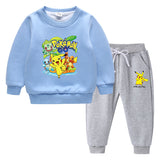 Children Pokemon Pikachu Hoodie & Pant Set Fleece Lined Padded Warm Keeping Winter Clothes Sweatershirt Suit