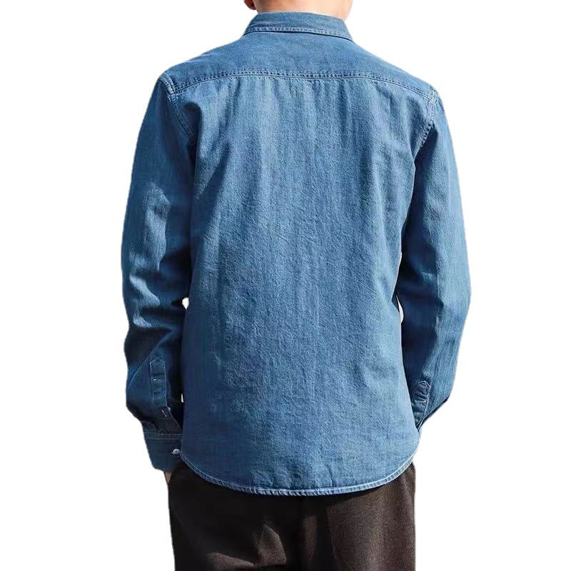 Denim Shirts Men's Long Sleeve Loose Casual Spring and Autumn Coat