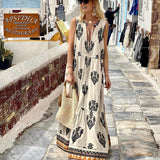 Women Bohemian Dress Women's Summer Sleeveless Printed Dress