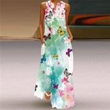 Women Exotic Dresses Vintage Printed Maxi Dress V-neck Sexy Dress