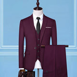Seersucker Suit Suit Slim Three-Piece Suit for Men