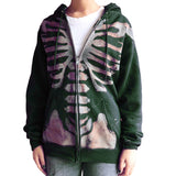 Skull Hoodie Halloween Skull Long Sleeve Hoodie Zipper Cardigan Jacket