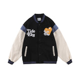 Blackair Jacket Men 'S Loose Casual Towel Embroidery Bear Jacket