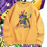 Men and Women Pokemon Pikachu Hoodie Neon Genesis Evangelion EVA Crew Neck Sweater