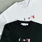 Off White T Shirts Red Doodle Hand Drawn Arrow Men and Women Same Type T-shirt