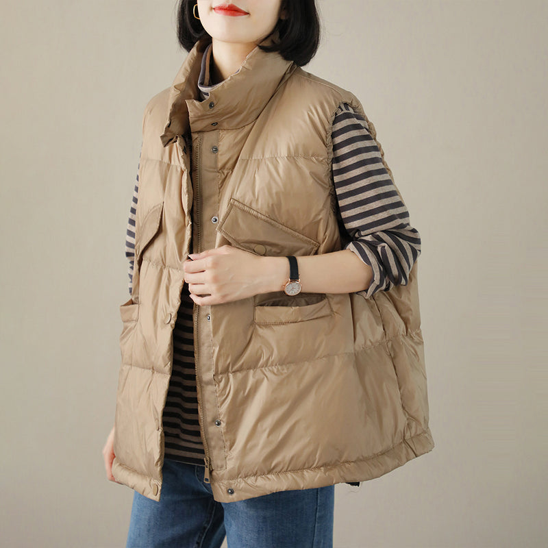 Women Winter Coats Puffer down Vest Stand Collar down Vest Female Temperament down Jacket