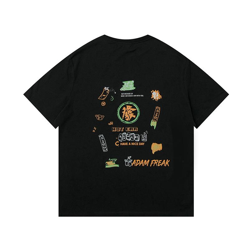 Men T Shirt Summer Casual Tops Men's Clothes Summer Wear National Fashion Boys round Neck Short Sleeve Casual Loose-Fitting T-shirt