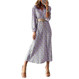 Women Bohemian Dress Women's Summer Long-Sleeve Printed Dress
