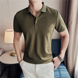 Men Short Sleeve T-Shirt Stretch Casual Polo Collar T-shirt