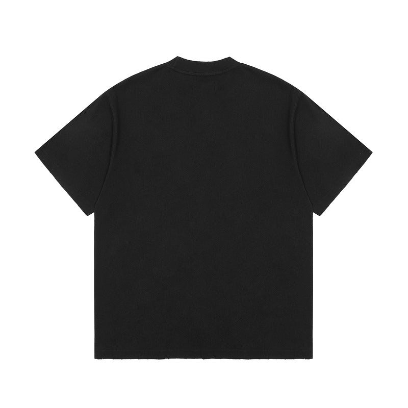 Present T Shirt Skull Beauty Printed Distressed round Neck T-shirt for Men