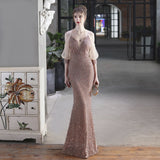 Sequin Evening Dress Slim-Fit Fishtail Skirt