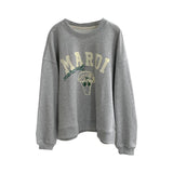 Harvard Sweatshirt Ice Cream Printed Terry Cotton round Neck Light Gray Long Sleeve Sweater