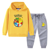 Children Pokemon Pikachu Hoodie & Pant Set Hooded Sweater Trousers Cotton Suit
