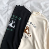 Diana Harvard Sweatshirt Cartoon Towel Embroidery Letter Printed Sweatshirt Female Leisure Pullover