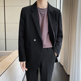 Double Brewed Seersucker Suit Men's Loose Solid Color Coat