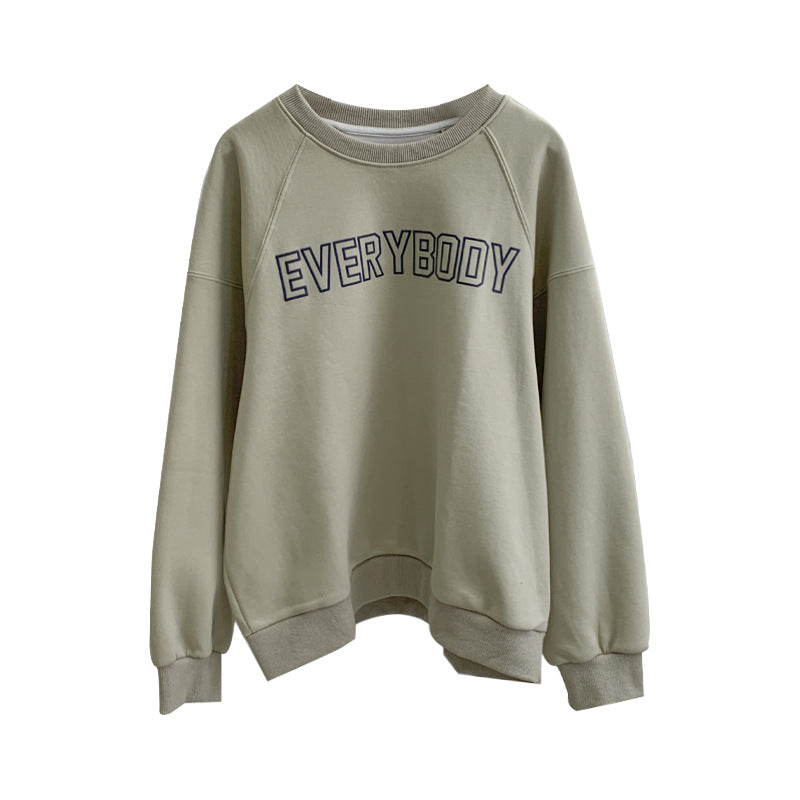 Diana Harvard Sweatshirt Raglan Sleeve Letter Printed Crew Neck Sweatshirt Female