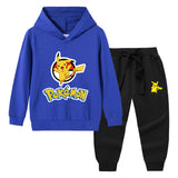 Children Pokemon Pikachu Hoodie & Pant Set Hooded Sweater Trousers Two-Piece Baby Cotton Sweater Set