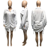 Autumn Hollow out Tied Loose Mid-Length Shirt Dress