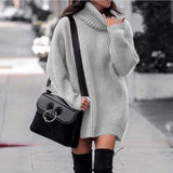 Sweater Dress Outfit With Tights 2 Pieces Set Autumn and Winter Mid-Length Knitted Pullover Long Sleeve Dress