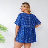 Women Plus Size Tops Shirt Summer Ruffles Short Sleeve Sequined T-shirt Top