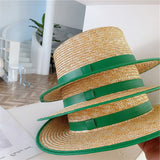 Straw Hat Flat Top Hat Summer Sun Protection by the Sea Beach Hat