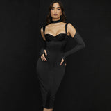 Music Festivals Rave Outfits Dress Autumn and Winter Stitching Sexy Slim Hip Women's Dress