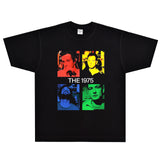 Rock Star T Shirt the 1975 Band T-shirt Rock American Retro Loose round Neck Print Cotton Short Sleeve