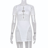Kesha Black Dress Sexy Patchwork Hollow out See-through Women's Dress