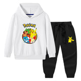 Children Pokemon Pikachu Hoodie & Pant Set Hooded Sweater Trousers Cotton Suit