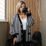 Preppy Aesthetic Outfits Knitted Cardigan Women's Autumn and Winter Loose V-neck Long-Sleeved Knitted Jacket