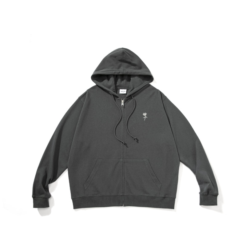 Black Rose Hoodie Philtrum Rose Embroidery Cardigan Hoodie