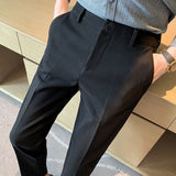 Men Trousers Simple Embroidery Small Suit Pants