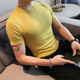 Men Short Sleeve T-Shirt round Neck Knitted T-shirt