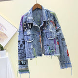 Spray Painted Jacket Graffiti Denim Short Coat Color
