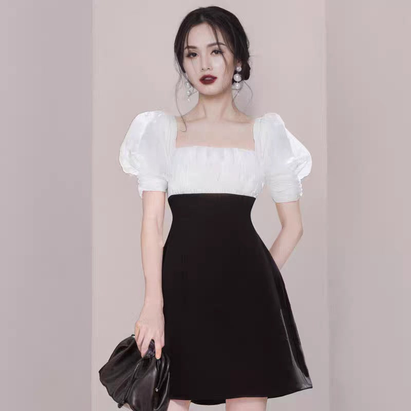 Black and White Dress French Retro Hepburn Style Black and White Dress