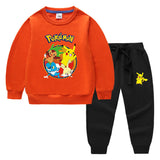 Children Pokemon Pikachu Hoodie & Pant Set Sweater Suit Solid Color Cotton Warm Trend