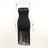 Emily Ratajkowski Dress Summer Tassel Sexy Tube Top Split Dress