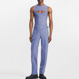 Rave Outfits Mens Vest Hollow-out Knitted Sleeveless