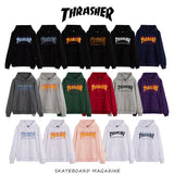 Thrasher Hoodie Flame Sweater Autumn and Winter Sports Loose Hooded