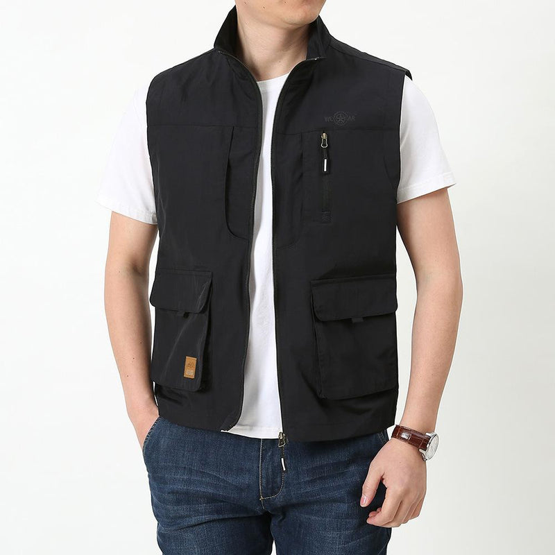 Men Utility Vest Work Zipper Tactical Work Vest Slim Pocket Jacket Spring/Summer Vest plus Size Retro Sports Men's Clothing