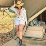 Women Plus Size Denim Shorts Solid Color Slim Fit Denim Shorts