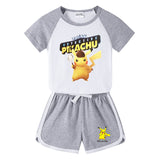 Children Pokemon Pikachu Tshirts & Shorts Short-Sleeved T-shirt Shorts Two-Piece Sports Neutral