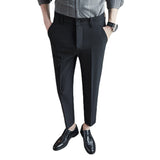 Men Trousers Simple Elastic Waist Business Casual Suit Pants Male