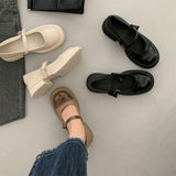 Nude Pumps Block Heel Chunky Heel Mary Jane Shoes