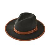 Straw Hat Belt Buckle Jazz Top Hat Summer Seaside Vacation Beach Sun Protection Hat