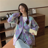 Preppy Aesthetic Outfits Cardigan Knitted Coat Women Autumn and Winter Loose