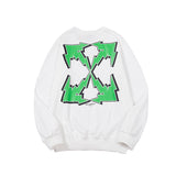 Off White Sweatshirts Long Sleeve round Neck Sweater Autumn and Winter Lightning Arrow Pattern round Neck Terry Sweater for Men and Women