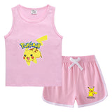 Children Pokemon Pikachu Tshirts & Shorts Casual Sweat Wicking Suit Neutral