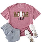 Boy Mama T Shirts Baseball Mama Leopard Print Letter Print T-shirt