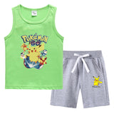 Children Pokemon Pikachu Tshirts & Shorts Vest Middle Pants Sports Casual Thin Two Pieces